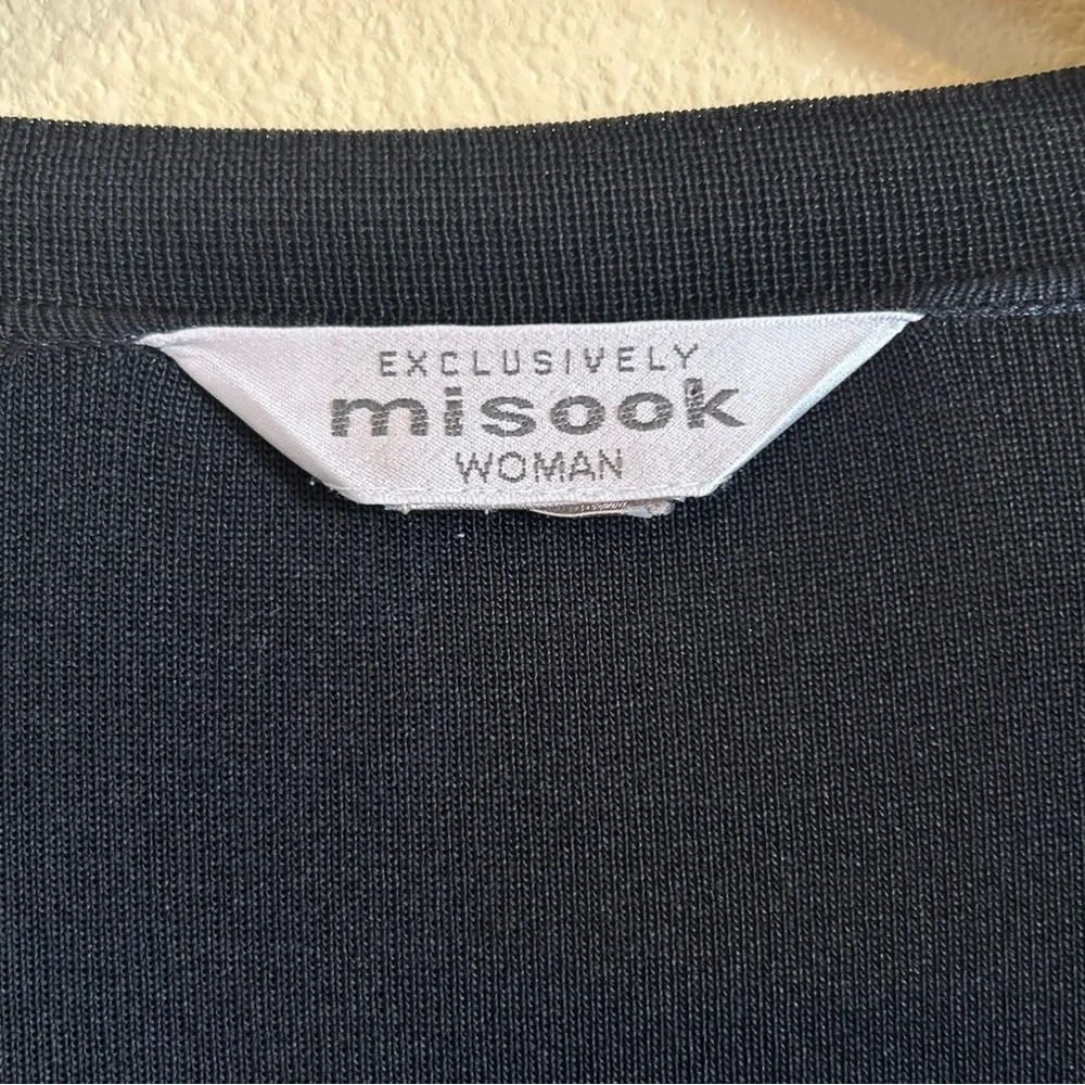 Misook Cardigan Sweater Knit Liquid Black Open Front Minimalist Plus Size 1X - Picture 14 of 14